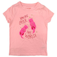 Girls Pink You're Otter This World Valentines Day Tee Shirt T-Shirt XS (4-5)