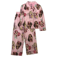 Girls Pink Flannel Disney Princess Pajamas Sleep Set