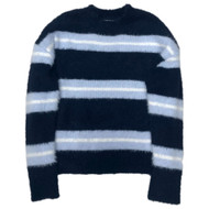 Plush Blue Striped Pull-over Sweater