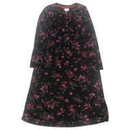 Aria Womens Velvety Long Sleeve Black Floral Print Nightgown Night Gown
