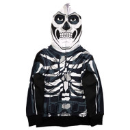 Fortnite Boys Black & White Fortnite Cosplay Hoodie Zip Front Sweatshirt