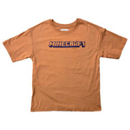Boys Brown Minecraft Short Sleeve T-Shirt Tee Image On Front & Back