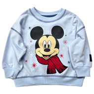 Infant & Toddler Boys Blue Mickey Mouse Wearing Scarf Sweatshirt Top