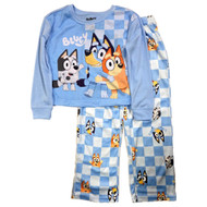 Girls Blue Bluey & Bingo Semi Cropped Top & Pants Pajamas Sleep Set