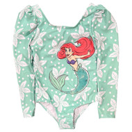 Disney Princess Ariel Toddler Girls Green 1 Piece Long Sleeve Swimsuit