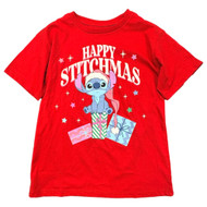 Disney Girls Stitch Happy Stitchmas Short Sleeve Red Christmas T-Shirt