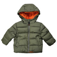 Infant & Toddler Boys Green & Orange Puffer Jacket Hooded Coat