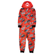 Boys Red Mario Kart Racing Print Union Suit 1pc Sleeper Pajamas