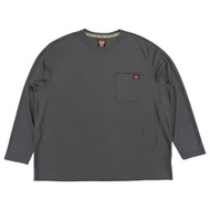 Wrangler Workwear Mens Gray Long Sleeve Performance Pen Pocket Tee 3XL