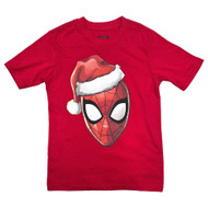 Marvel Boys Red Spider-Man Wearing Santa Hat Christmas Tee T-Shirt