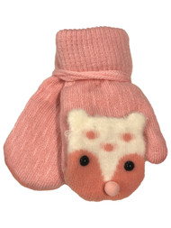 Toddler Girls Hot Pink Sherpa Lined Teddy Bear Mittens with String Attachment