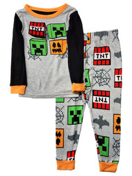 Minecraft Boys Black & Orange Halloween T-Shirt & Sleep Pants Pajama Set Size 4