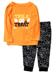 Infant & Toddler Boys Orange Trick Or Treat Halloween Shirt & Pants Set