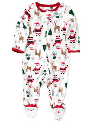 Carters Infant Boys White Santa Reindeer Christmas Footie Sleeper Pajamas