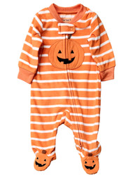 Carters Infant Boys Orange Striped Halloween Sleeper Pumpkin Sleep & Play