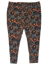 Juniors Womens Soft High Rise Black Pumpkin & Dog Halloween Leggings