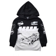 Boys Black & Gray Pullover Hot Wheels Hoodie Hooded Sweatshirt