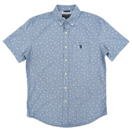 U.S. Polo Assn. Mens Light Blue Print Short Sleeve Button-Down Woven Shirt