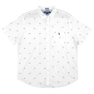 U.S. Polo Assn. Mens White Mini Flag Short Sleeve Button-Down Woven Shirt