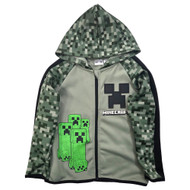 Boys Green Minecraft Creeper Active Hooded Long Sleeve Sweatshirt
