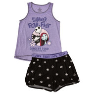 Womens Purple Nightmare Before Christmas Pajamas Top & Shorts Sleep Set