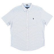 U.S. Polo Assn. Mens White Speckle Short Sleeve Button-Down Woven Shirt