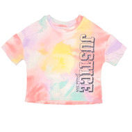 Justice Girls Semi Crop Pink Green Orange Purple Yellow T-Shirt Tee