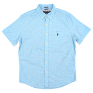 U.S. Polo Assn. Mens River Blue Stripe Short Sleeve Button-Down Shirt
