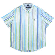 U.S. Polo Assn. Mens Green Lawn Stripe Short Sleeve Button-Down Shirt