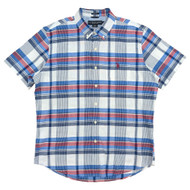 U.S. Polo Assn. Mens Optic White Plaid Short Sleeve Button-Down Shirt