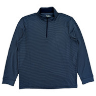 Ben Hogan Mens Blue Feeder Stripe Long Sleeve 1/4 Zip Golf Sweater