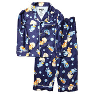 Bluey Toddler Boys Blue Button Front Shirt & Pants Flannel Pajama Set 4T
