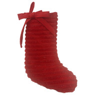 Red Sparkle Striped Christmas Stocking with Velvet Bow