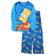 The Simpsons Boys Blue Bart Simpson Pajamas Shirt & Bottoms Sleep Set