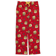 SpongeBob SquarePants Mens Red Christmas Sleep & Lounge Pant Pajama Bottom