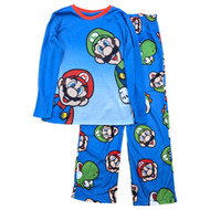 Boys Blue & Red Mario & Luigi Long Sleeve Shirt & Sleep Pants Pajama Set