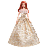 Barbie Signature 2025 Holiday Barbie Fashion Doll with Red Hair & Golden Dress