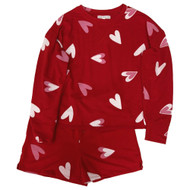 Womens Red Heart Pajamas Shorts & Top Sleep Set Small