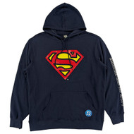 Superman Mens Navy Blue Man Of Tomorrow Fleece Pullover Hoodie Sweatshirt