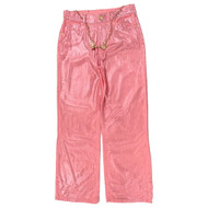 Justice Girls Wicked Pink Pants Shimmer Baggy Relaxed Flare Denim Belted Jeans