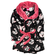 Disney Toddler Girls Plush Black & Pink Minnie Mouse Bath Robe