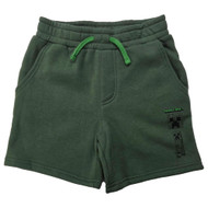 Boys Dark Green Minecraft Creeper Knit Sweat Shorts