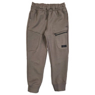 Boys Brown Jogger Elastic Ankle Athletic Sweatpants With Zipper Pocket