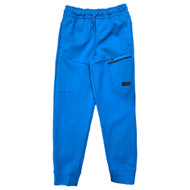 Boys Blue Jogger Elastic Ankle Athletic Sweatpants With Zipper Pocket