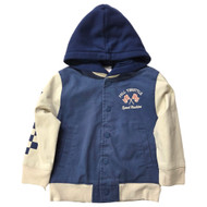 Boys Blue & White Full Throttle Speed Machine Bomber Jacket Snap Front Coat