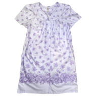 White Stag Women's Purple Floral Snap Front Nightgown Breakfast Gown Duster