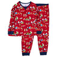 Womens Red & White 2 Piece Christmas Pajama Sleepwear PJ Sleep Set