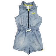 Justice Girls Pac-Man Chambray Zip Up Romper Jumper Shorts Outfit