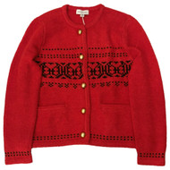 Womens Soft Red & Black Cardigan Sweater with Pockets