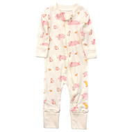 M & A Infant Girls Cream Animal Print One Piece Coverall Outfit